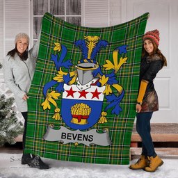 Scottish Bevens Coat of Arms Family Crest Ireland Blanket Irish National Tartan Irish County Blanket