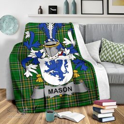 Scottish Mason Coat of Arms Family Crest Ireland Blanket Irish National Tartan Irish County Blanket