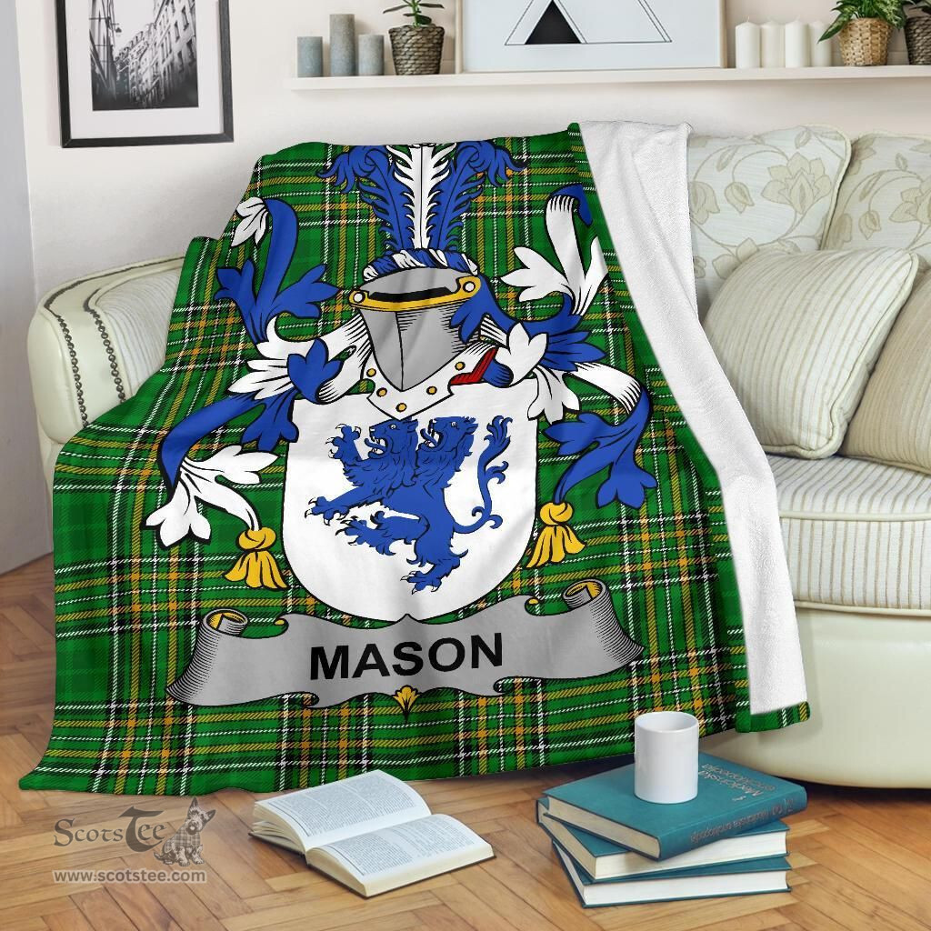 Scottish Mason Coat of Arms Family Crest Ireland Blanket Irish National Tartan Irish County Blanket