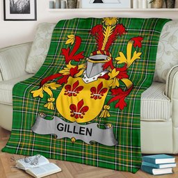 Scottish Gillen or O'Gillen Coat of Arms Family Crest Ireland Blanket Irish National Tartan Irish County Blanket