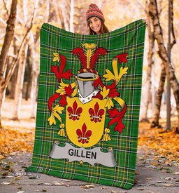 Scottish Gillen or O'Gillen Coat of Arms Family Crest Ireland Blanket Irish National Tartan Irish County Blanket