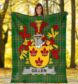 Scottish Gillen or O'Gillen Coat of Arms Family Crest Ireland Blanket Irish National Tartan Irish County Blanket