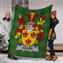 Scottish Gillen or O'Gillen Coat of Arms Family Crest Ireland Blanket Irish National Tartan Irish County Blanket