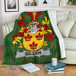 Scottish Gillen or O'Gillen Coat of Arms Family Crest Ireland Blanket Irish National Tartan Irish County Blanket