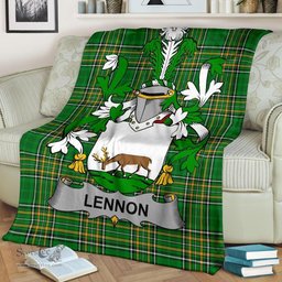 Scottish Lennon or O'Lennon Coat of Arms Family Crest Ireland Blanket Irish National Tartan Irish County Blanket