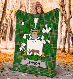 Scottish Lennon or O'Lennon Coat of Arms Family Crest Ireland Blanket Irish National Tartan Irish County Blanket
