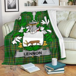 Scottish Lennon or O'Lennon Coat of Arms Family Crest Ireland Blanket Irish National Tartan Irish County Blanket