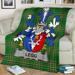 Scottish Legg or Legge Coat of Arms Family Crest Ireland Blanket Irish National Tartan Irish County Blanket