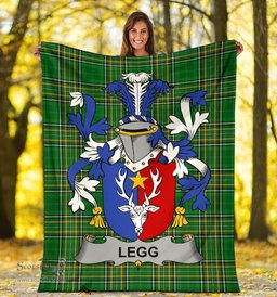 Scottish Legg or Legge Coat of Arms Family Crest Ireland Blanket Irish National Tartan Irish County Blanket