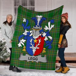 Scottish Legg or Legge Coat of Arms Family Crest Ireland Blanket Irish National Tartan Irish County Blanket