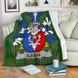 Scottish Legg or Legge Coat of Arms Family Crest Ireland Blanket Irish National Tartan Irish County Blanket