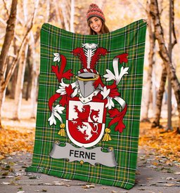 Scottish Ferne Coat of Arms Family Crest Ireland Blanket Irish National Tartan Irish County Blanket