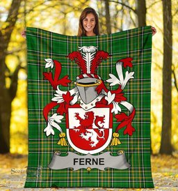 Scottish Ferne Coat of Arms Family Crest Ireland Blanket Irish National Tartan Irish County Blanket