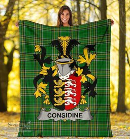 Scottish Considine or McConsidine Coat of Arms Family Crest Ireland Blanket Irish National Tartan Irish County Blanket