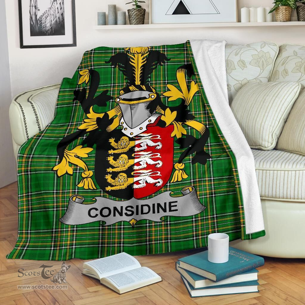 Scottish Considine or McConsidine Coat of Arms Family Crest Ireland Blanket Irish National Tartan Irish County Blanket