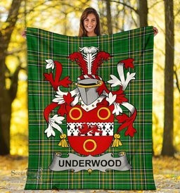 Scottish Underwood Coat of Arms Family Crest Ireland Blanket Irish National Tartan Irish County Blanket