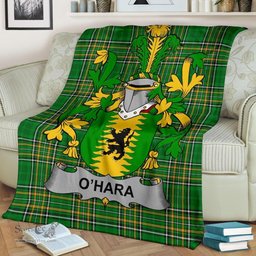 Scottish Hara or O'Hara Coat of Arms Family Crest Ireland Blanket Irish National Tartan Irish County Blanket