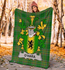 Scottish Hara or O'Hara Coat of Arms Family Crest Ireland Blanket Irish National Tartan Irish County Blanket