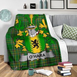 Scottish Hara or O'Hara Coat of Arms Family Crest Ireland Blanket Irish National Tartan Irish County Blanket