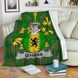 Scottish Hara or O'Hara Coat of Arms Family Crest Ireland Blanket Irish National Tartan Irish County Blanket
