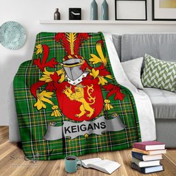 Scottish Keigans or McKeehan Coat of Arms Family Crest Ireland Blanket Irish National Tartan Irish County Blanket