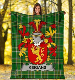 Scottish Keigans or McKeehan Coat of Arms Family Crest Ireland Blanket Irish National Tartan Irish County Blanket
