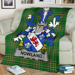 Scottish Nowland Coat of Arms Family Crest Ireland Blanket Irish National Tartan Irish County Blanket