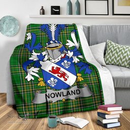 Scottish Nowland Coat of Arms Family Crest Ireland Blanket Irish National Tartan Irish County Blanket