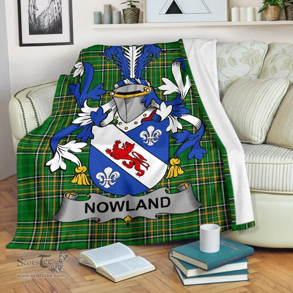 Scottish Nowland Coat of Arms Family Crest Ireland Blanket Irish National Tartan Irish County Blanket