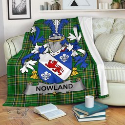 Scottish Nowland Coat of Arms Family Crest Ireland Blanket Irish National Tartan Irish County Blanket