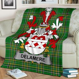 Scottish Delamere Coat of Arms Family Crest Ireland Blanket Irish National Tartan Irish County Blanket