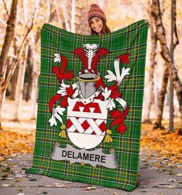 Scottish Delamere Coat of Arms Family Crest Ireland Blanket Irish National Tartan Irish County Blanket