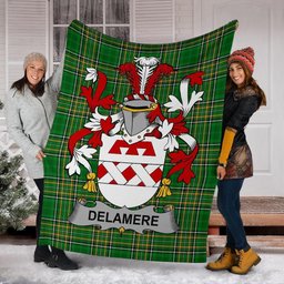 Scottish Delamere Coat of Arms Family Crest Ireland Blanket Irish National Tartan Irish County Blanket