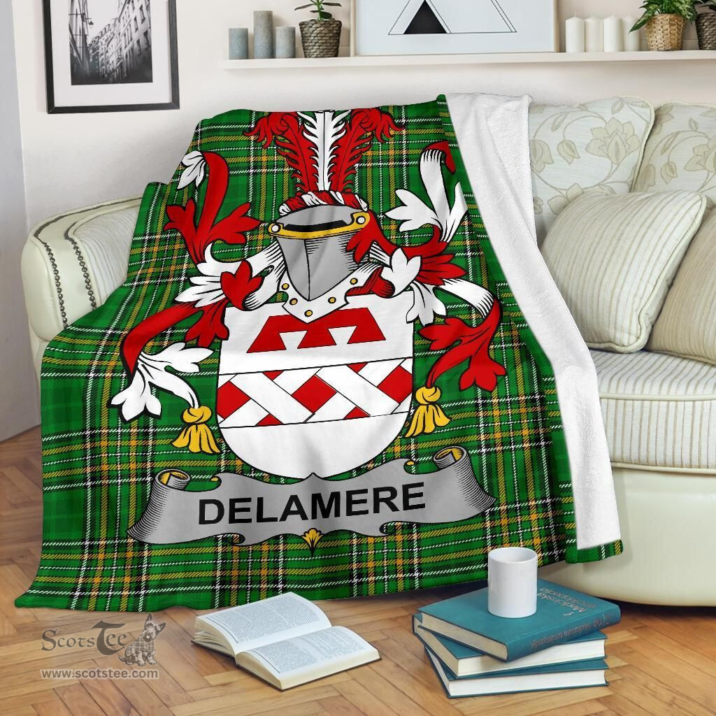 Scottish Delamere Coat of Arms Family Crest Ireland Blanket Irish National Tartan Irish County Blanket