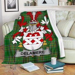 Scottish Delamere Coat of Arms Family Crest Ireland Blanket Irish National Tartan Irish County Blanket