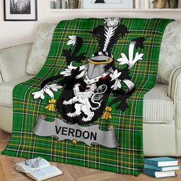Scottish Verdon Coat of Arms Family Crest Ireland Blanket Irish National Tartan Irish County Blanket