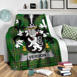 Scottish Verdon Coat of Arms Family Crest Ireland Blanket Irish National Tartan Irish County Blanket