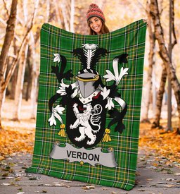 Scottish Verdon Coat of Arms Family Crest Ireland Blanket Irish National Tartan Irish County Blanket