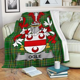 Scottish Ogle Coat of Arms Family Crest Ireland Blanket Irish National Tartan Irish County Blanket