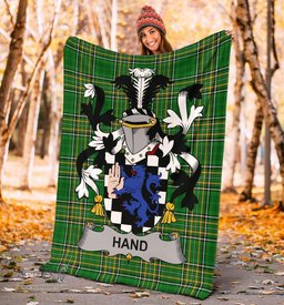 Scottish Hand or McClave Coat of Arms Family Crest Ireland Blanket Irish National Tartan Irish County Blanket