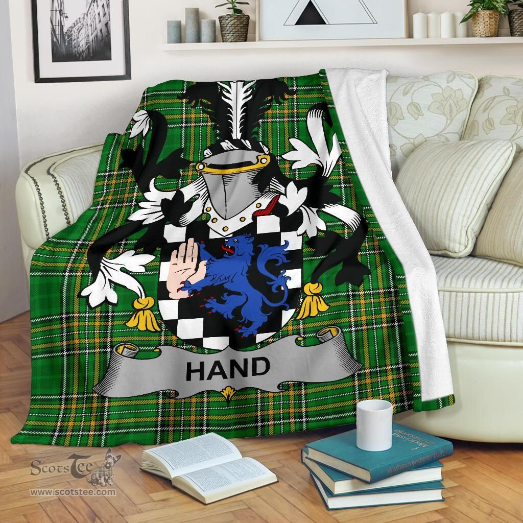 Scottish Hand or McClave Coat of Arms Family Crest Ireland Blanket Irish National Tartan Irish County Blanket