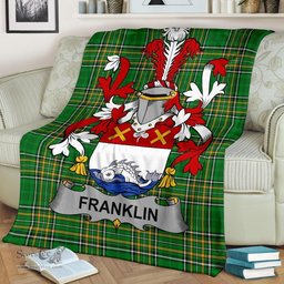 Scottish Franklin Coat of Arms Family Crest Ireland Blanket Irish National Tartan Irish County Blanket