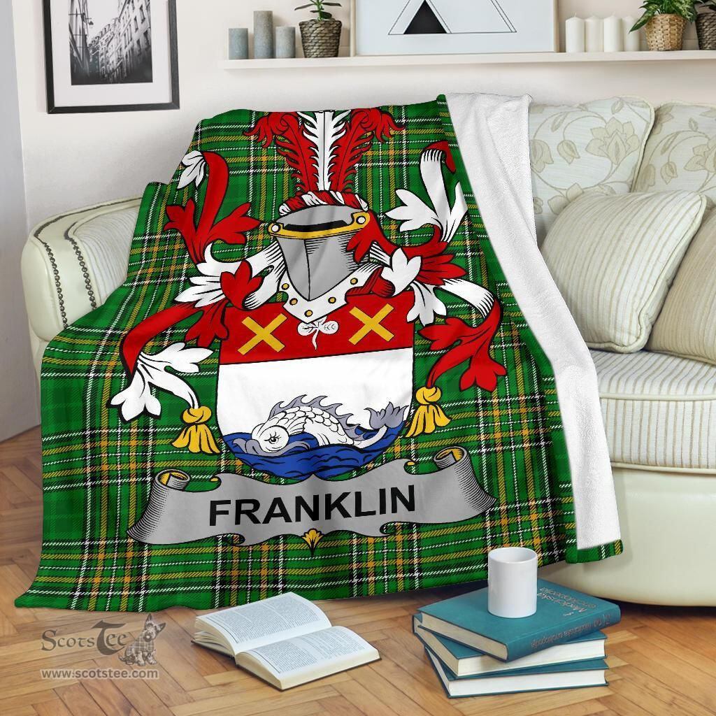 Scottish Franklin Coat of Arms Family Crest Ireland Blanket Irish National Tartan Irish County Blanket