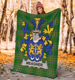 Scottish Meagher or O'Maher Coat of Arms Family Crest Ireland Blanket Irish National Tartan Irish County Blanket