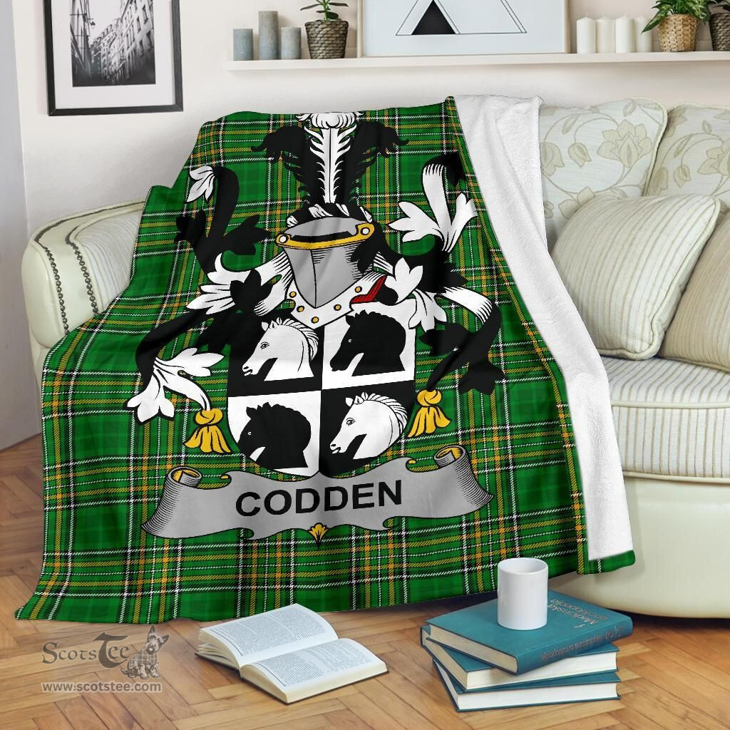 Scottish Codden or McCodden Coat of Arms Family Crest Ireland Blanket Irish National Tartan Irish County Blanket