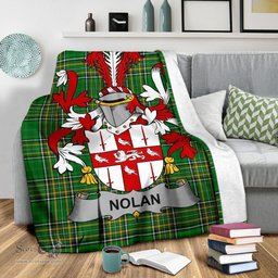 Scottish Nolan or O'Nowlan Coat of Arms Family Crest Ireland Blanket Irish National Tartan Irish County Blanket