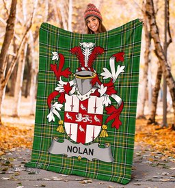 Scottish Nolan or O'Nowlan Coat of Arms Family Crest Ireland Blanket Irish National Tartan Irish County Blanket
