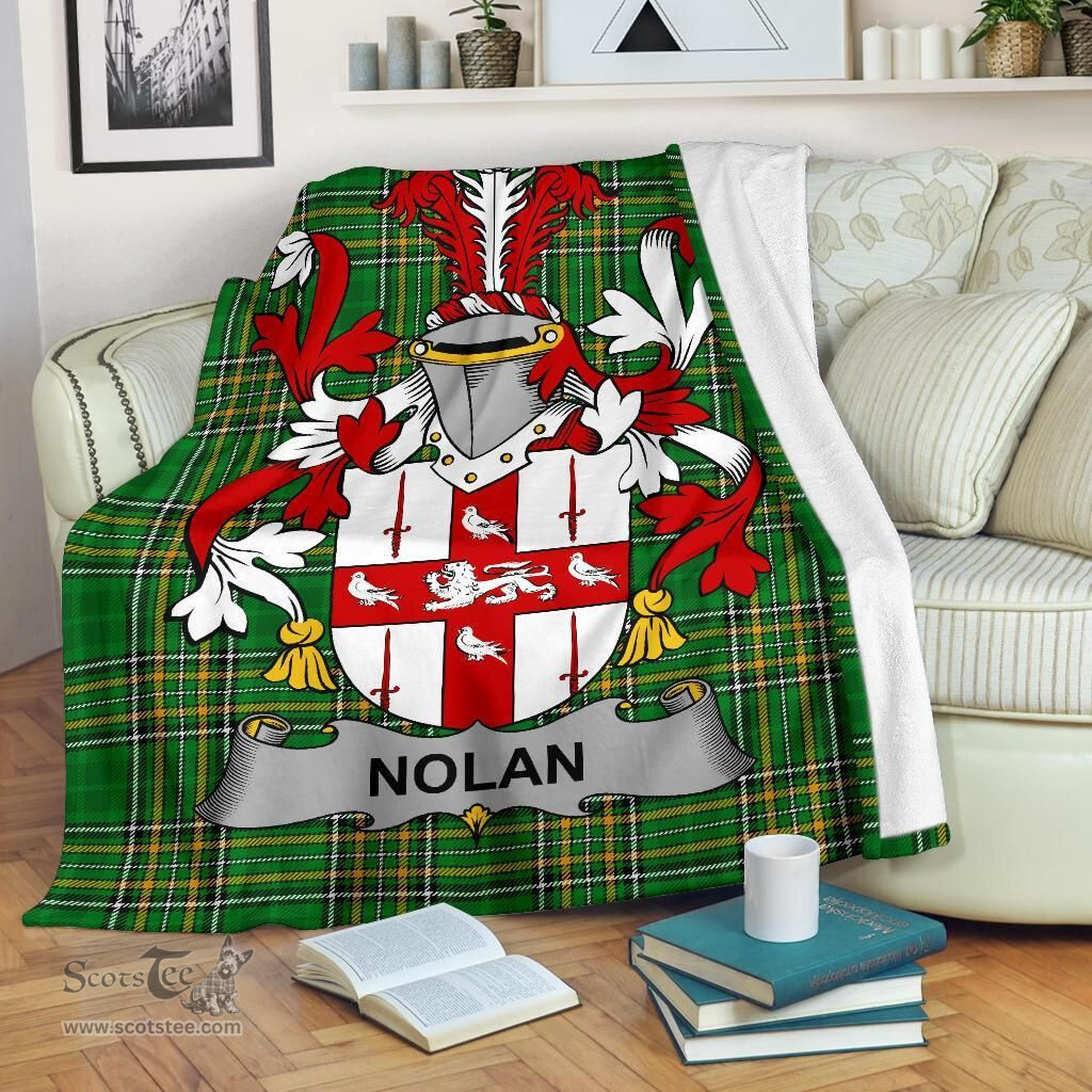 Scottish Nolan or O'Nowlan Coat of Arms Family Crest Ireland Blanket Irish National Tartan Irish County Blanket