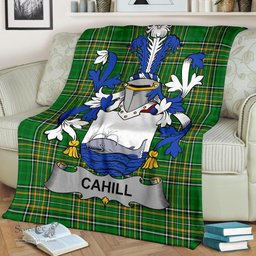 Scottish Cahill or O'Cahill Coat of Arms Family Crest Ireland Blanket Irish National Tartan Irish County Blanket