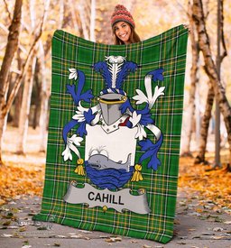Scottish Cahill or O'Cahill Coat of Arms Family Crest Ireland Blanket Irish National Tartan Irish County Blanket